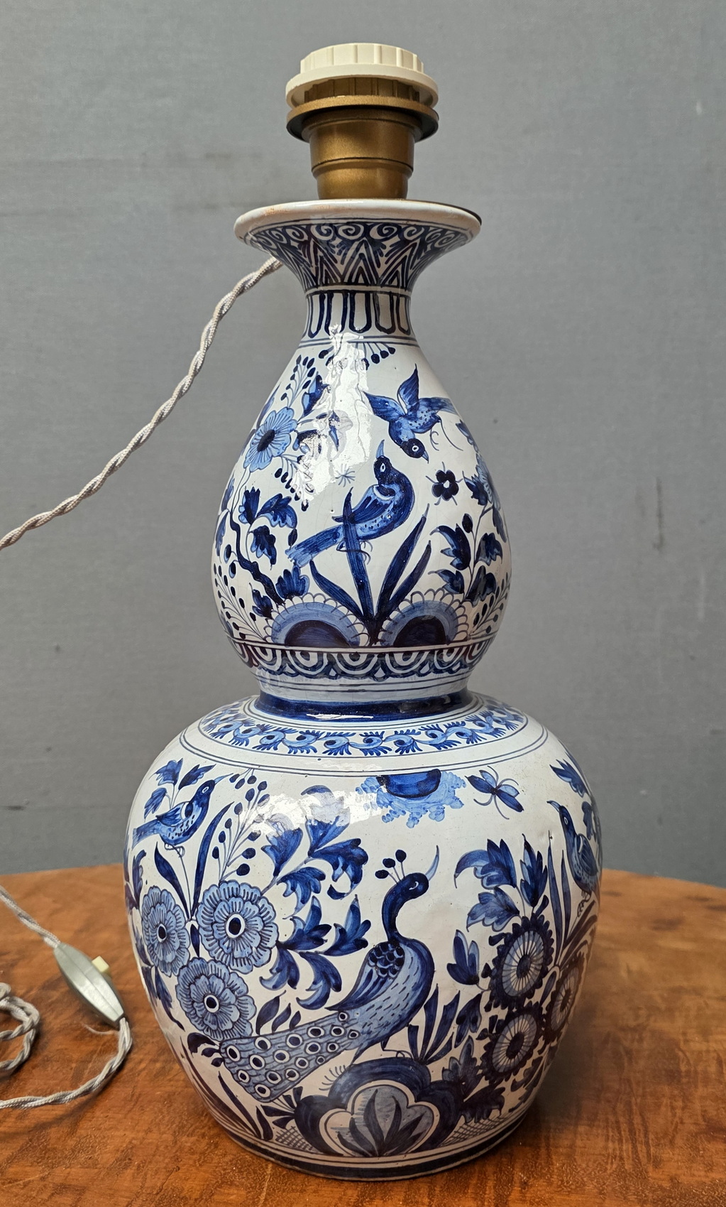 A Double Gourd Delft Vase Lamp